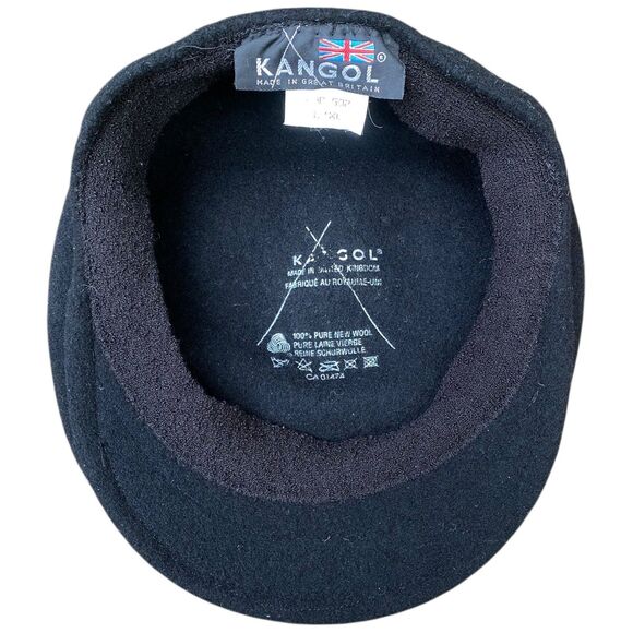 Vintage KANGOL 502 Wool Flat Cabbie Newsboy Cap Black L/XL Made in Great Britain - Picture 6 of 9
